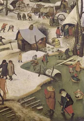 Le recensement à Bethléem, détail des enfants jouant sur la rivière gelée